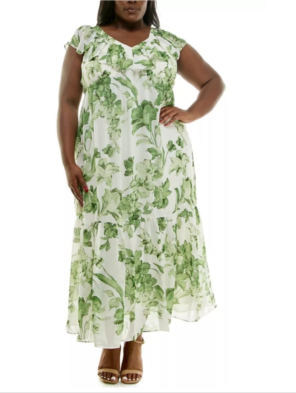 Taylor Plus Size Ruffle V-Neck Dress - Picture 11 of 16